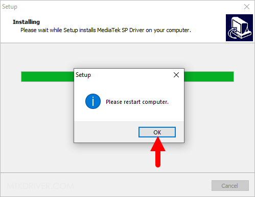 MTK Driver Setup Restart PC