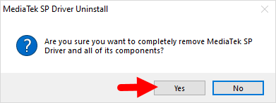 MTK Driver Uninstall Confirm